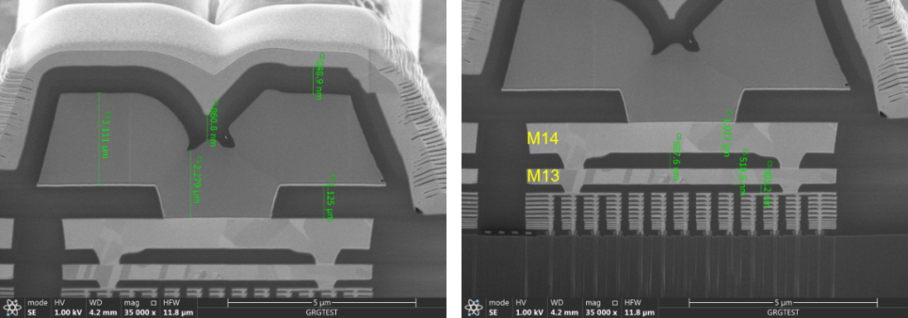 SEM image of advanced process chip cross-section
