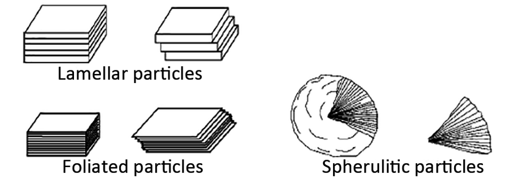 Schematic diagram of the appearance of different crystal particles